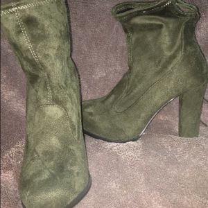 Green Suede Booties (ON SALE)